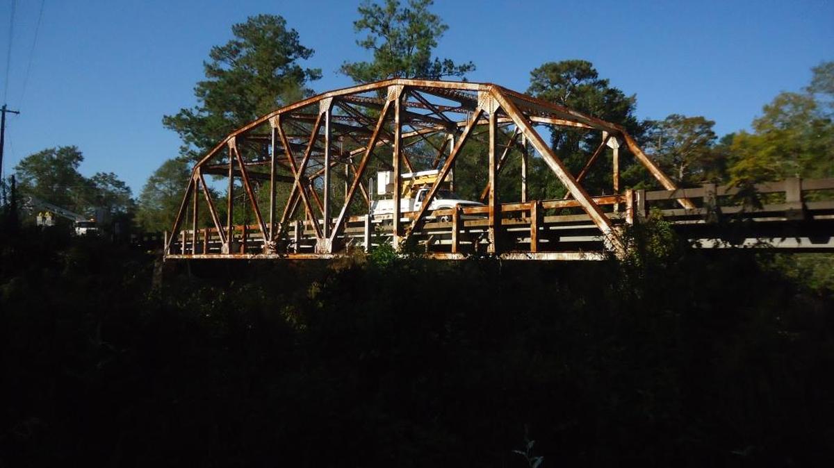 The Red Creek Bridge on Mississippi 57 is built with metal trusses, which give it its looks and character.