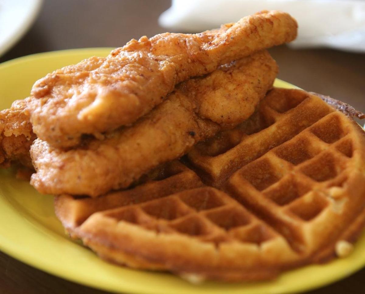 Chicken and waffles at Lancaster’s in Ocean Springs.