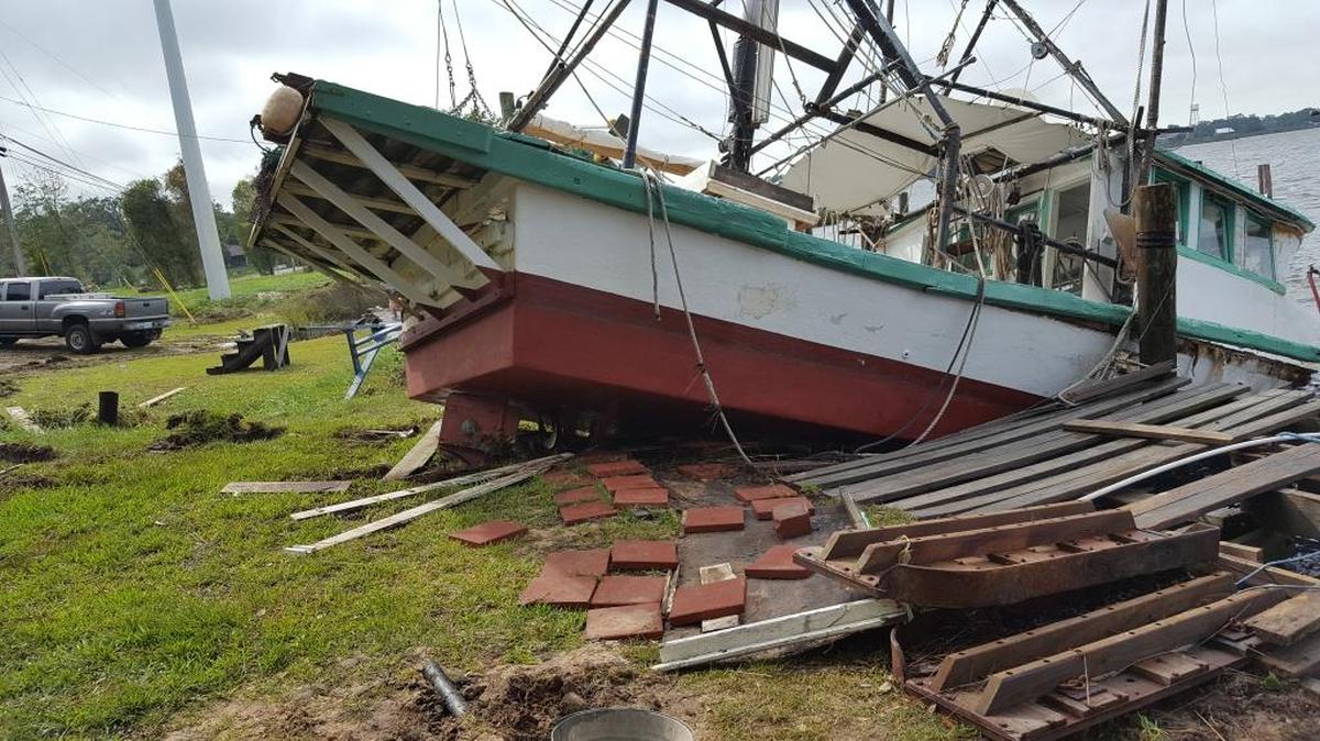 Nate washed shrimp boats out of the water along River Road in Jackson County.