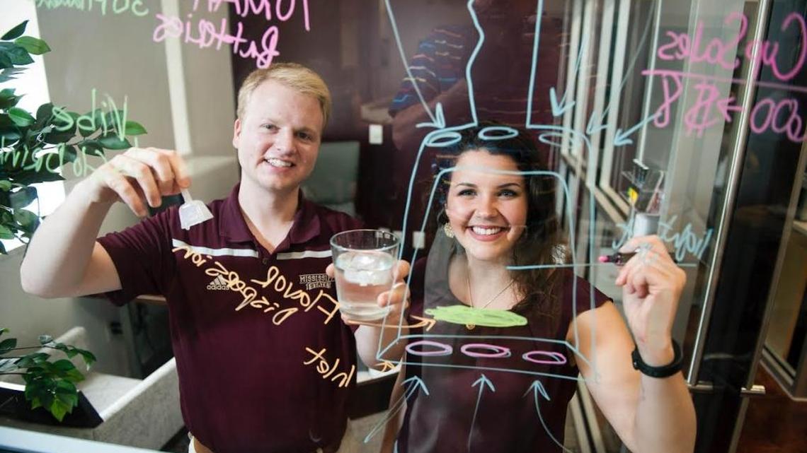 Hagan Walker and Pascagoula High School graduate Kaylie Mitchell are the Mississippi State students behind the drink-lighting device Glo.