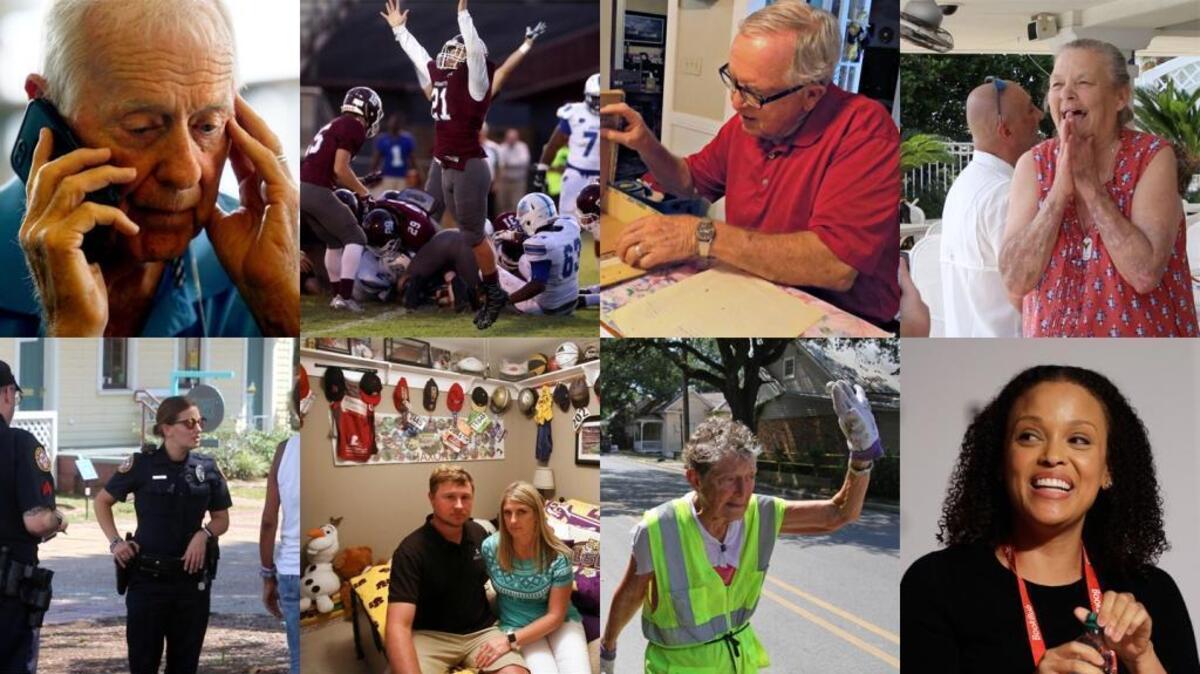Clockwise from top left: Ted Hearn, East Central High School football, Alton Bankston, Jeanne ‘Granny’ Graeser, Jesmyn Ward, Doris Witchen, Tyler and Salena Schoenberger, and Ashleigh Pack.
