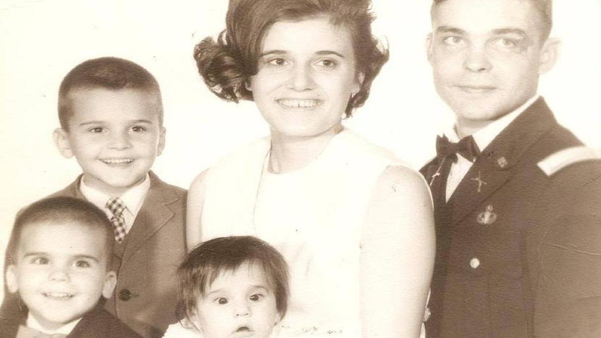In this 1966 family portrait is Mike, left, Robert, baby Suzette, Ursula and Eugene Majure.