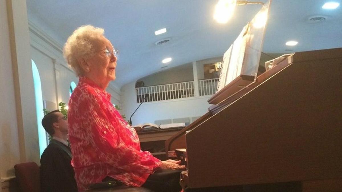 Ida Mae Cumbest was the longest serving church organist in the world when this photo was taken in 2016 when she’d played for 74 years and counting.