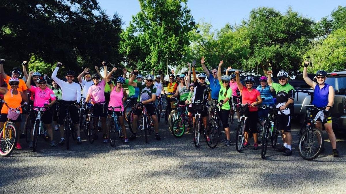 Pascagoula is a Bicycle Friendly Community that shows its support for the designation at a bicycling event in July 2015. Some of these cyclists will be preparing for Sunday’s Right2Ride event.
