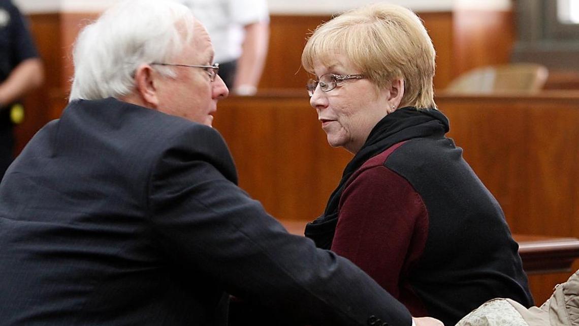 Singing River Health System retiree Cynthia Almond talks to attorney Harvey Barton during a Jackson County court proceeding in 2014. Barton still represents Almond and other retirees fighting in court to restore their full SRHS pension benefits, while Biloxi attorney Jim Reeves has filed a separate lawsuit on behalf of retirees. They all allege that two companies with pension responsibilities are financial liable for failing to warn retirees that their pension fund was shrinking.