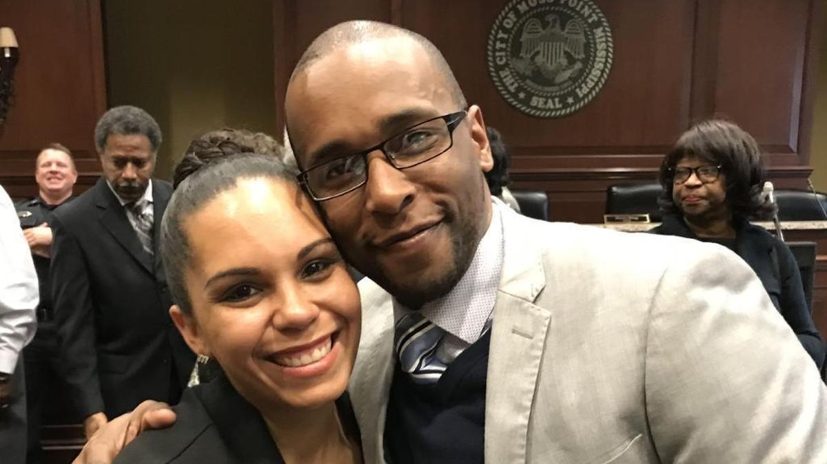 Moss Point Mayor Mario King and his wife, Natasha, on Tuesday, Feb. 6, 2018 after a press conference at City Hall to address the city's growing violent crime problem.