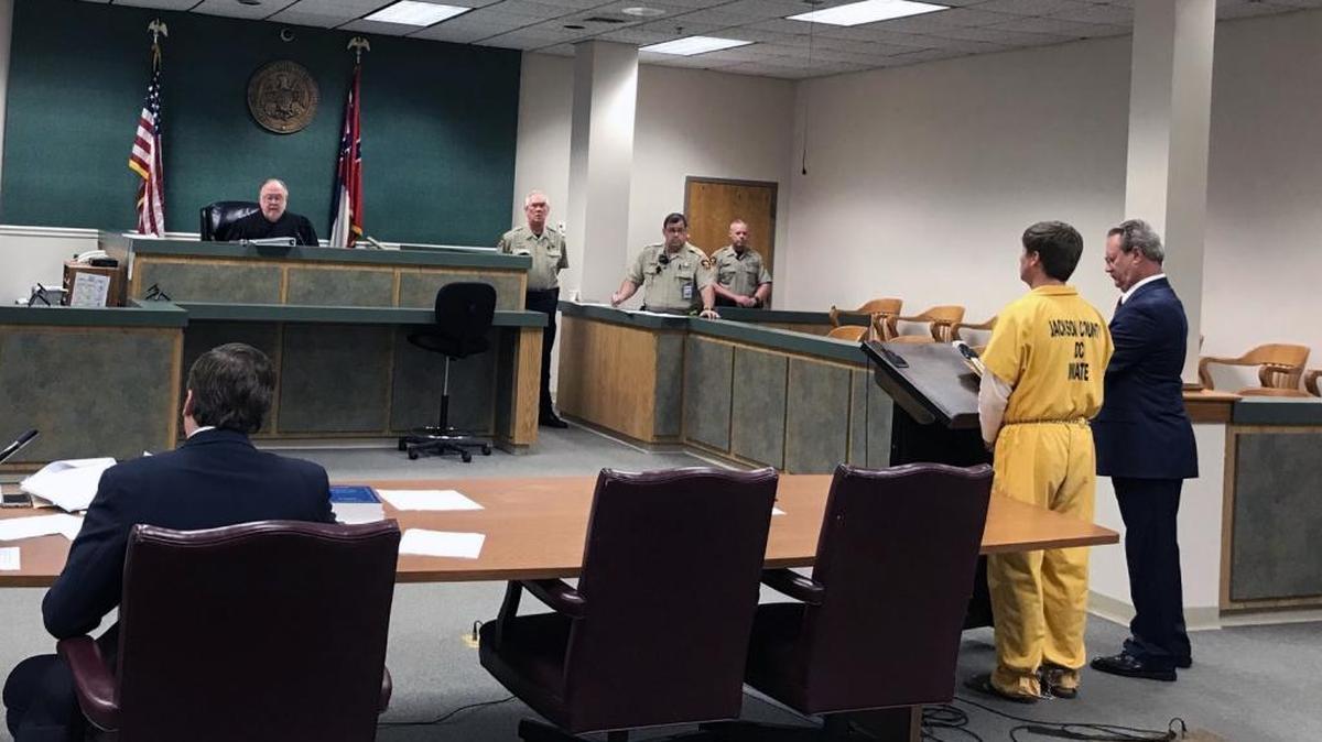 Nathan McCrory pleads guilty to two counts of felony child abuse and one count of manufacturing drugs on Wednesday, March 14, 2018, in Jackson County court.