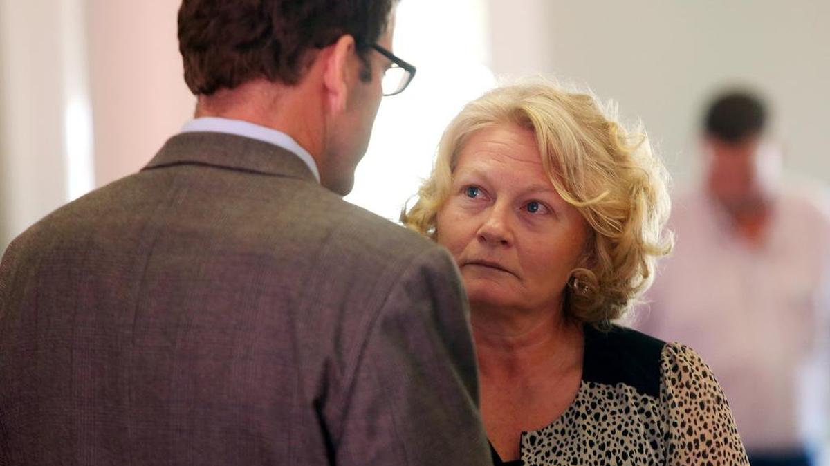 Carmon Sue Brannan right, speaks with her attorney, Calvin Taylor, before entering an Alford plea on Tuesday, May 16, 2017, in the manslaughter death of a jail detainee. She was accused of failing to provide "sufficient medical treatment" to William Joel Dixon, who was a diabetic. The crime allegedly occurred between Sept. 17 and 24, 2014.