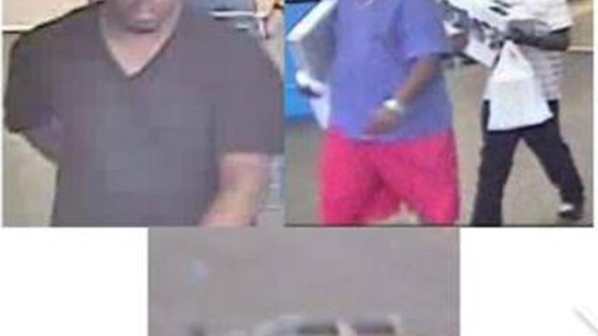 Officials at the Pascagoula Police Department are looking for three men accused of breaking into cars at Planet Fitness on Denny Avenue and taking credit cards and using them at Wal-Mart on Denny Avenue.