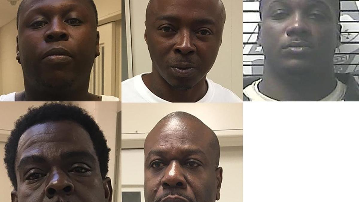 Left to right, from top: Antonio Irwin, Patrick Johns, Paul Simmons Jr., Timothy Jackson and Dennis Smith