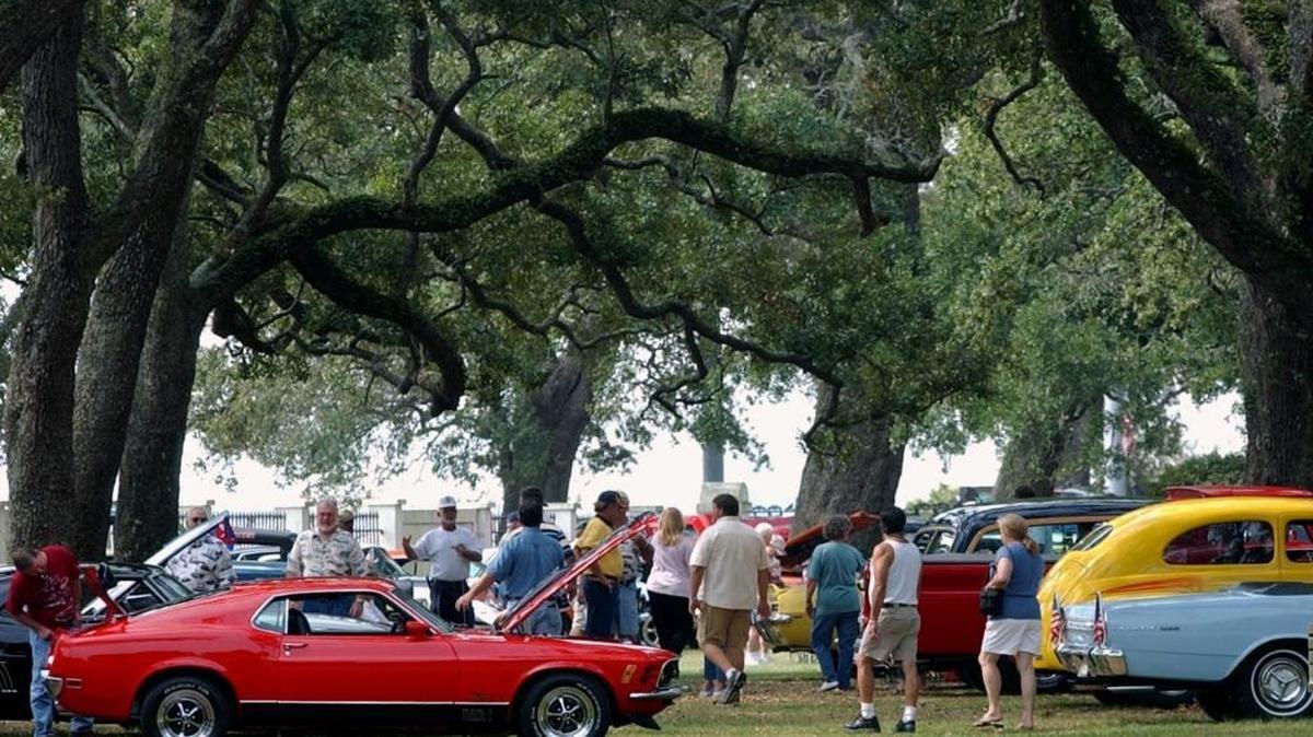 The shade of the oak trees at Centennial Plaza make a welcome spot to admire the cars during Cruisin’ The Coast. Cruisin’ and other events will continue to be staged at Centennial Plaza after the resort opens this summer.