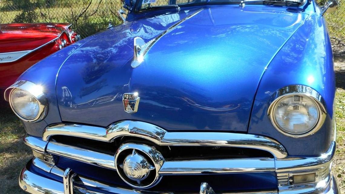 ’50 Ford Custom is painted in his high school colors