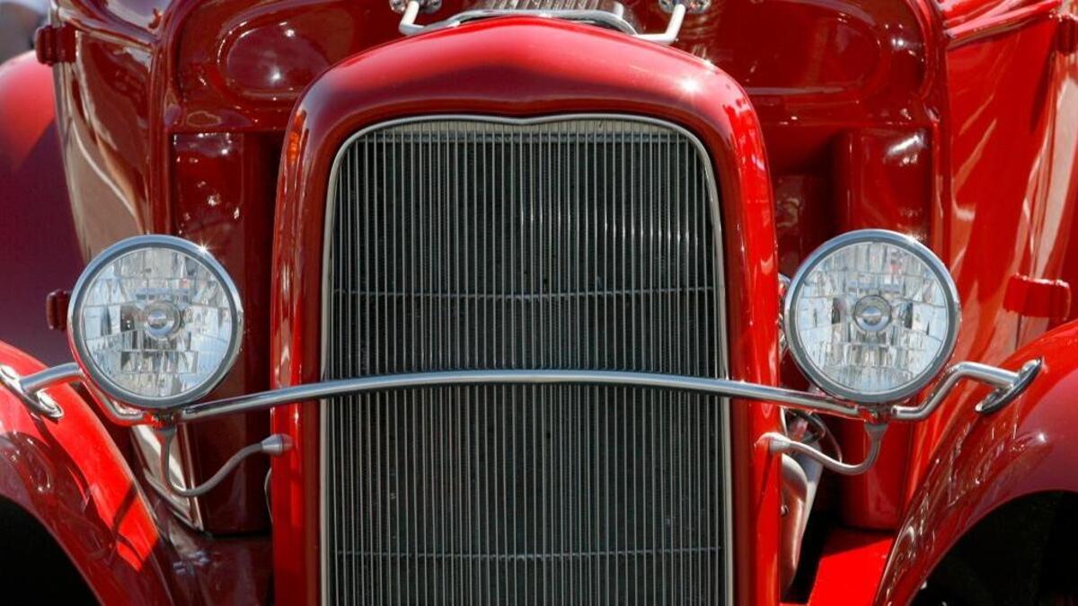 The lights and grill on a 1930 Ford Coupe has its smile turned upside down at Cruisin’ The Coast 2014.