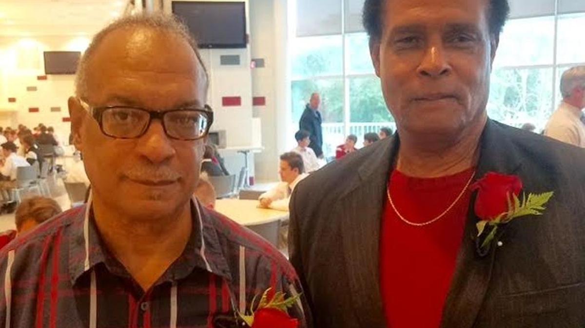 Mickey Piernas, left, and Lonnie Bradley enrolled at St. Stanislaus in 1966. They were the school’s first black students.