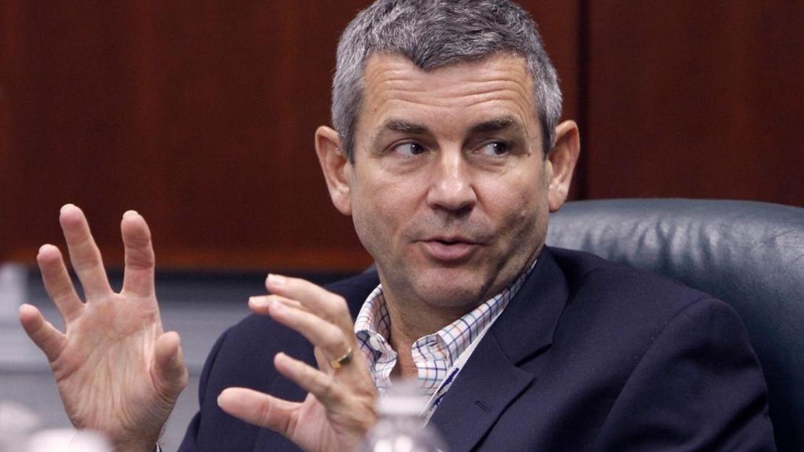 Mike Petters, President and CEO of Huntington Ingalls Industries, talks about current operations and future projects in Pascagoula, Wednesday, July 29, 2015.