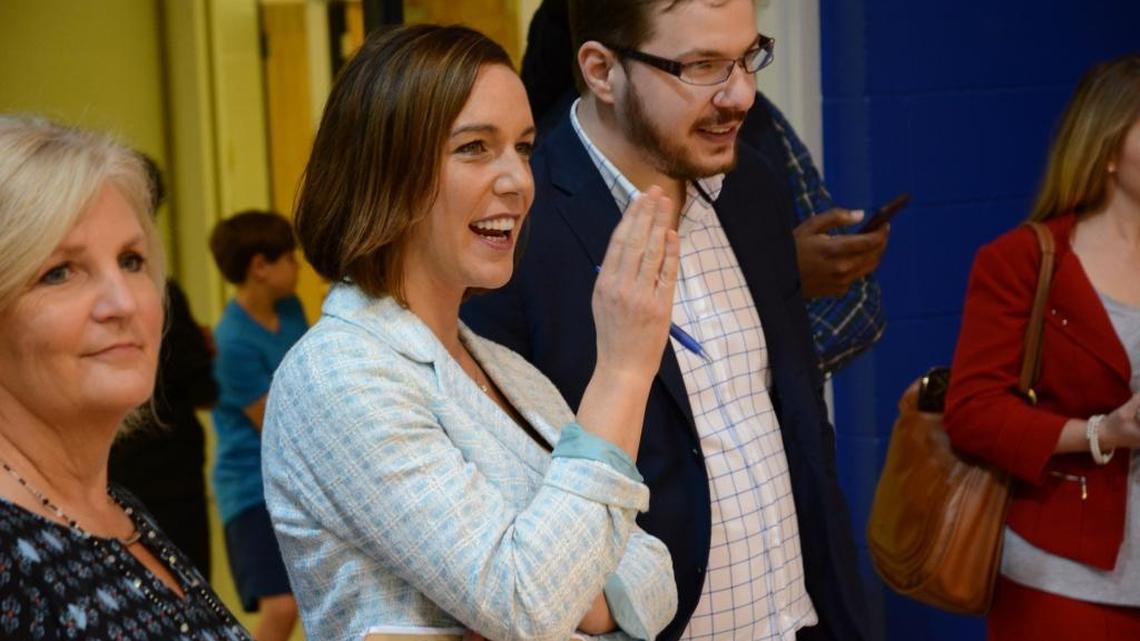 EdBuild CEO Rebecca Sibilia, center, visited Ocean Springs Upper Elementary School on Tuesday to get a firsthand look at the interaction of teachers and staff. Legislators hired the non-profit organization to reassess the state’s education funding formula.
