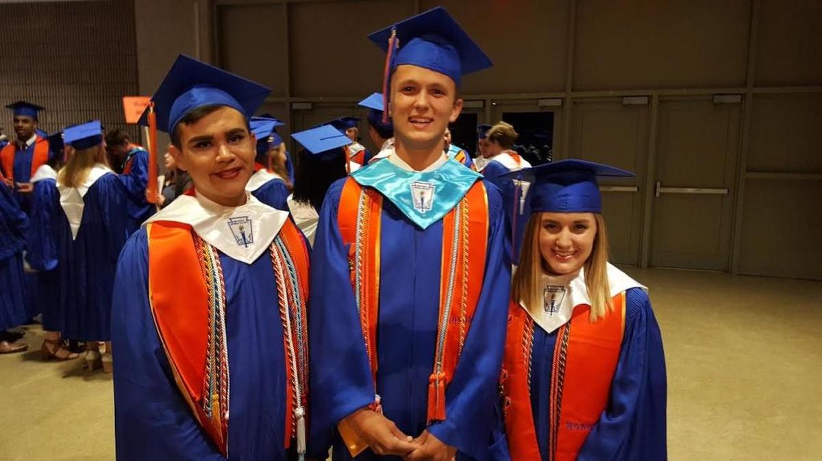 Daniel Garcia, salutatorian; John Marquez, valedictorian; and Madeline Appel, Senior Class President for Gulfport High School’s Class of 2017.