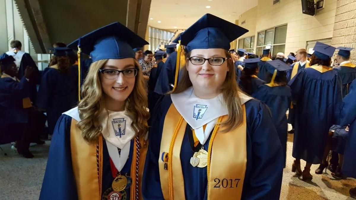 Gautier High valedictorian Gabrielle Humber, left and salutatorian Elizabeth Holliday.