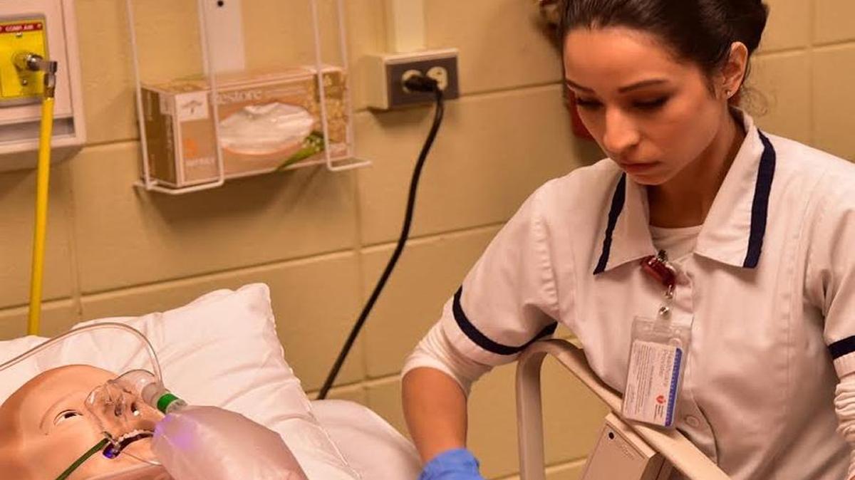 Mississippi Gulf Coast Community College nursing student Zully Rodriguez practices her skills at the college’s Healthcare Simulation Center in Gulfport.