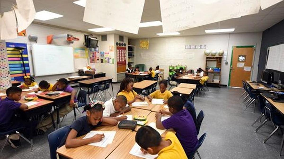 Third-grade students work on an in-class assignment at Woodley Elementary School in Hattiesburg.