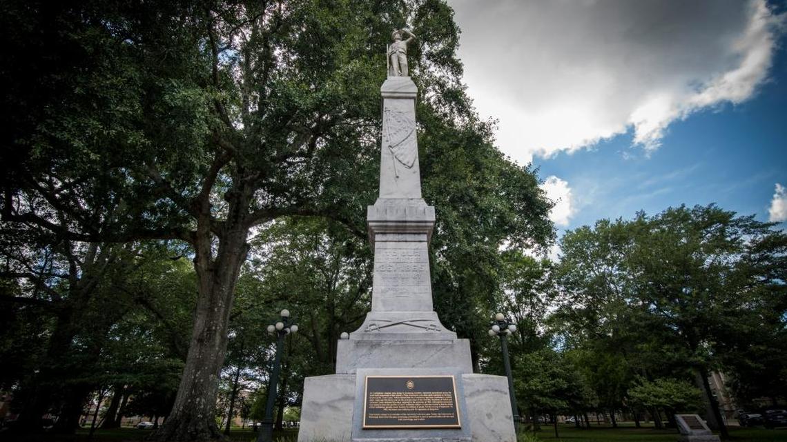 A monument honoring Confederate soldiers near the entrance of the University of Mississippi, in Oxford, July 13, 2017. At Ole Miss, the ghosts of the Old South still roam the magnolia-scented campus, and many alumni hold fast to traditions, making the process of addressing the past more sensitive than at most universities.