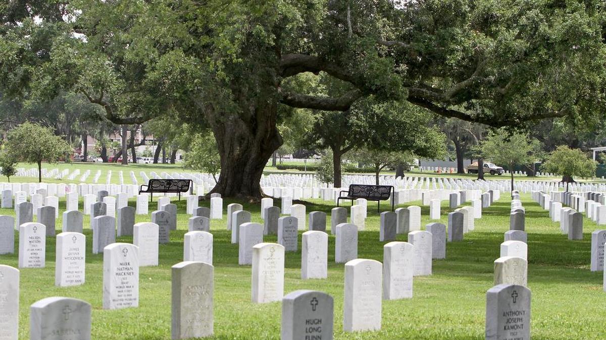 National Cemetery in Biloxi is social distancing during the coronavirus by allowing only the funeral home to be present when the deceased is brought to the cemetery.