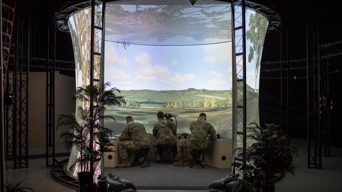 Army fire support specialist trainees in a simulator at Fort Sill, Okla., Feb. 6, 2018. The Army’s planned Futures Command will consult directly with troops there about how to update artillery pieces to improve speed and range.