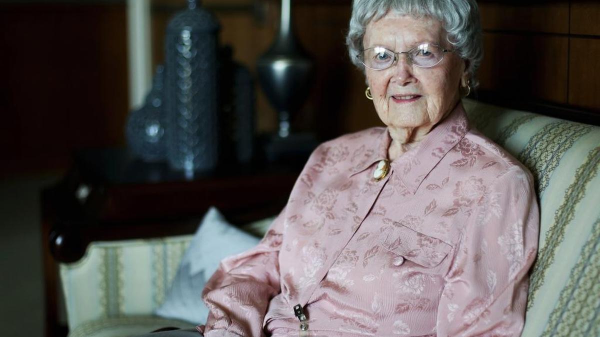 Marion Ritchie, 98, was living at the Armed Forces Retirement Home when Hurricane Katrina hit in 2005. Ritchie said she remembers feeling safe in the building, which was constructed in 1976 to withstand another Hurricane Camille.