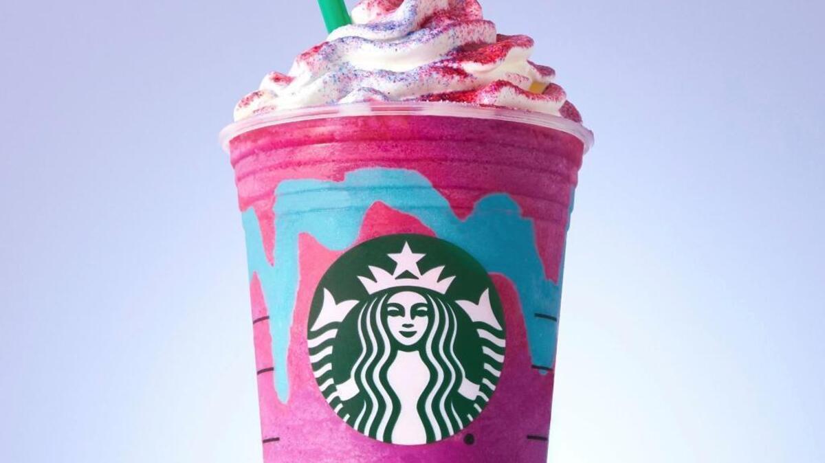 Starbucks debuted the Unicorn Frappuccino on Wednesday. Starbucks says its newest beverage not only changes colors with a stir of the straw, but flavors as well. The Seattle chain says its “Unicorn Frappuccino” starts as a purple drink with blue swirls that tastes sweet and fruity, before changing to pink with a tangy and tart taste with a stir of the straw.
