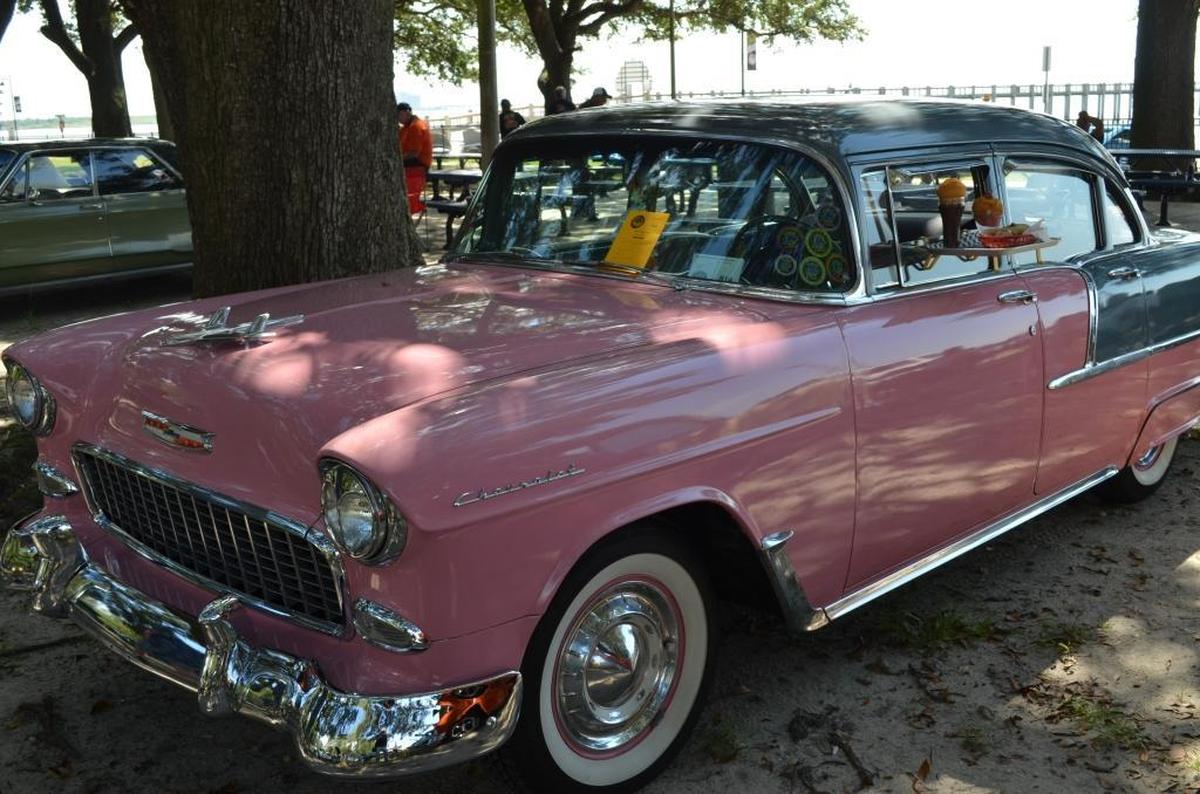 A 1955 Chevy 210 on display during Cruisin’ The Coast’s in Pascagoula.