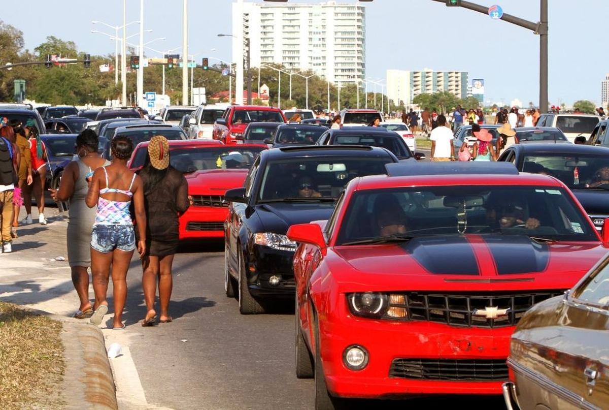 Traffic moves at a slow pace along U.S. 90 during Spring Break Weekend in 2016. Biloxi is looking at ways to control the traffic this year and make the event safer for residents and visitors.