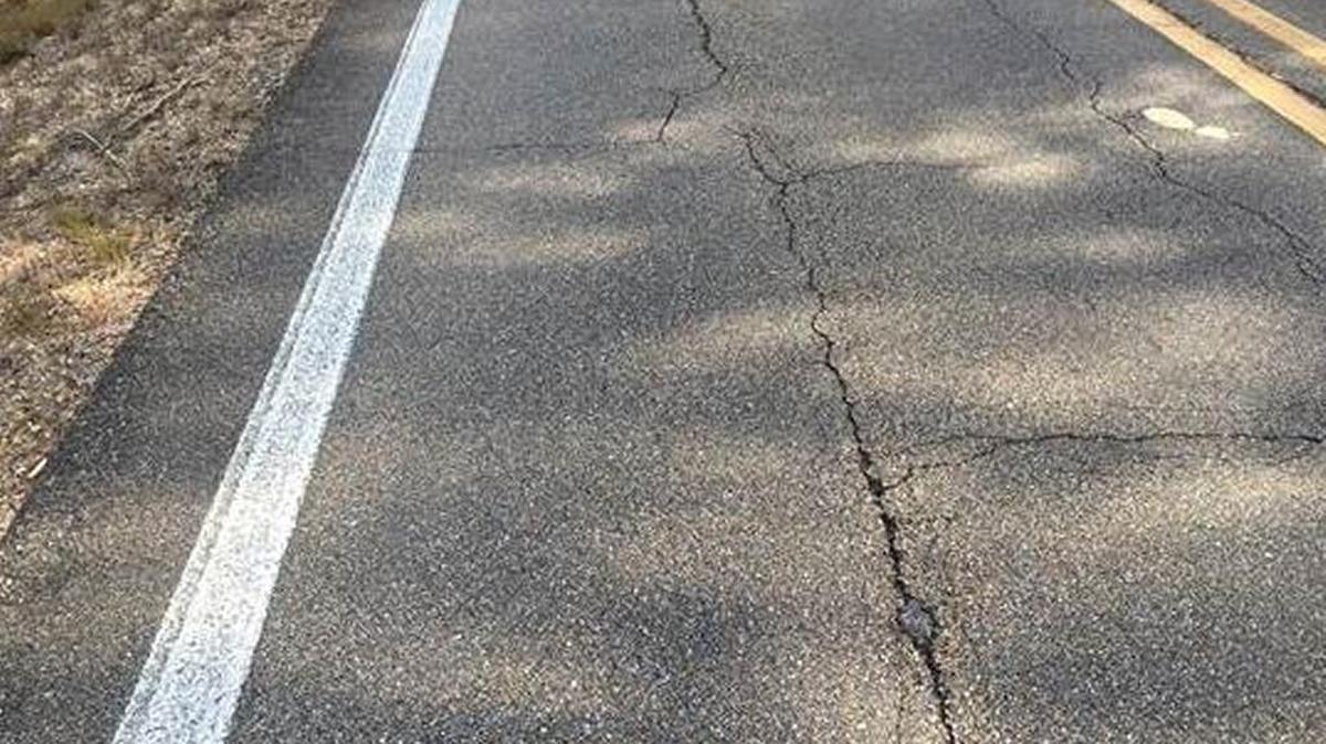 The Mississippi Transportation Department on Monday distributed this photo of a cracked highway in Forrest County. Transportation Commissioner Tom King of the Southern District said the Coast has fewer cracked roads than other parts of the state, but there are some areas with cracks on U.S. 49 south of Forrest County.