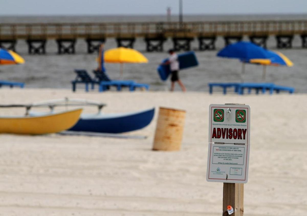 The Mississippi Department of Environmental Quality posts advisories that warn beachgoers against swimming in the Mississippi Sound when bacteria reaches unsafe levels.