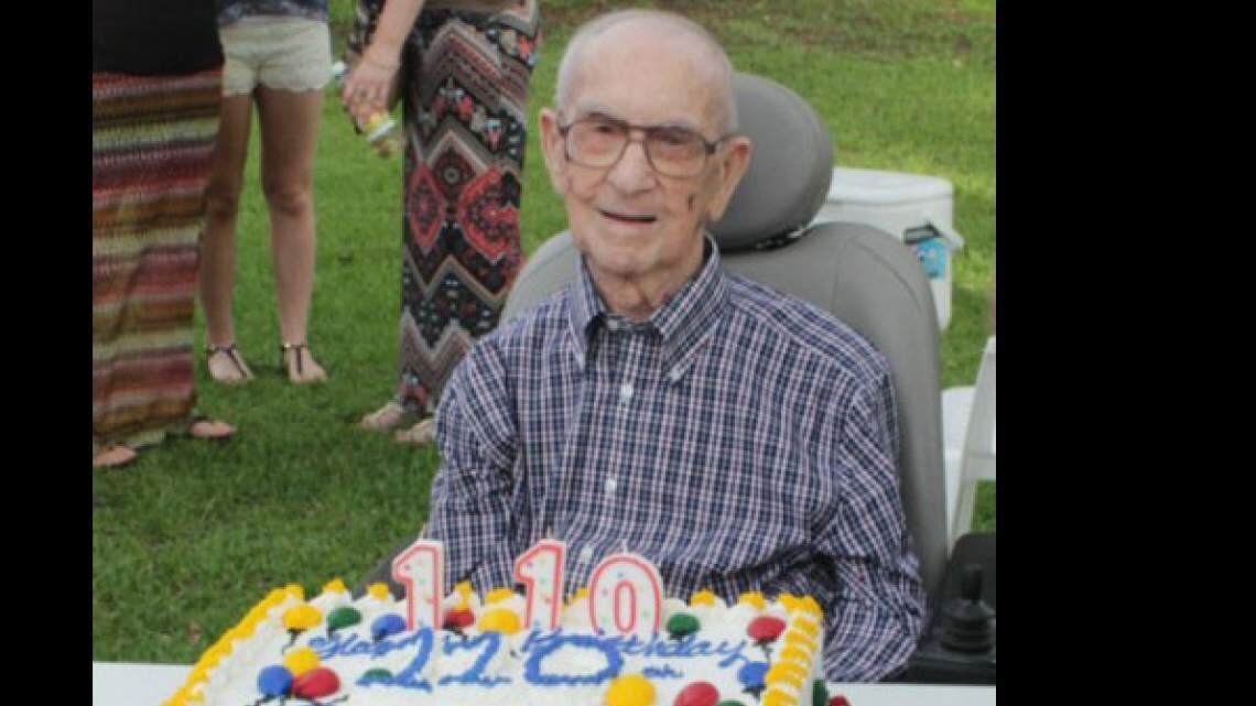 Photo provided by family -- Felix Simoneaux celebrates his 110th birthday in 2015. Simoneaux, who since January was the nation’s oldest man, died Tuesday night at his home in LaPlace.