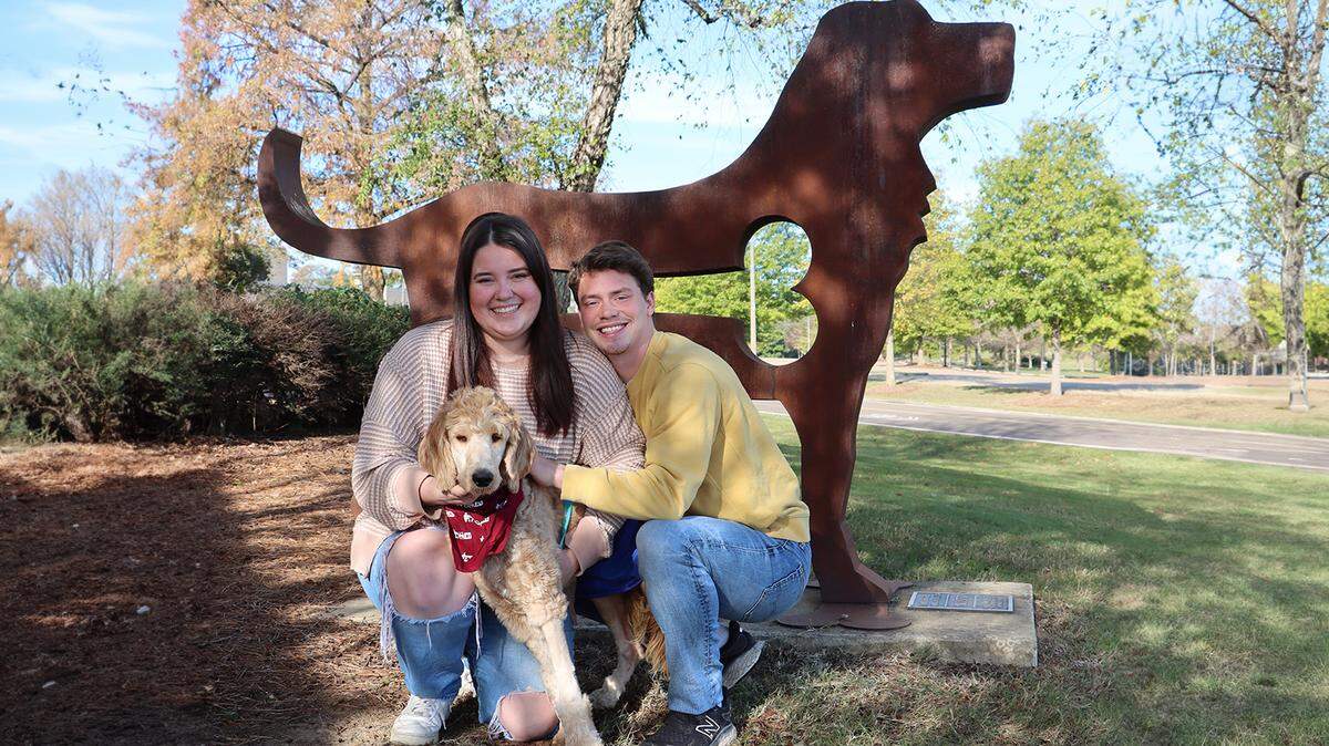 Arkansas couple Dylan McCay, 22, and Emily Roberts, 23, stepped in to save a 10-month-old goldendoodle puppy injured in a hit-and-run.