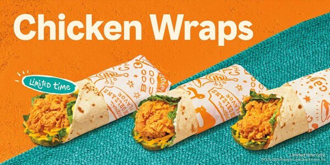 Popeyes chicken wraps are available for a limited time in three varieties: classic, spicy and honey mustard.