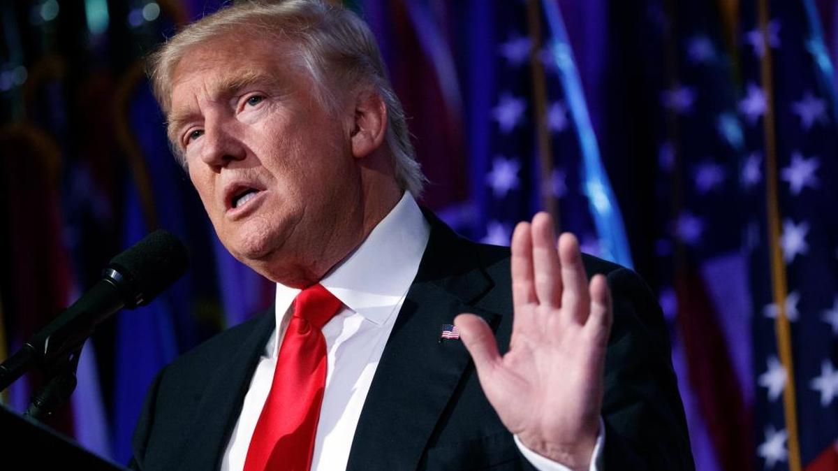 President-elect Donald Trump speaks during a rally in New York.