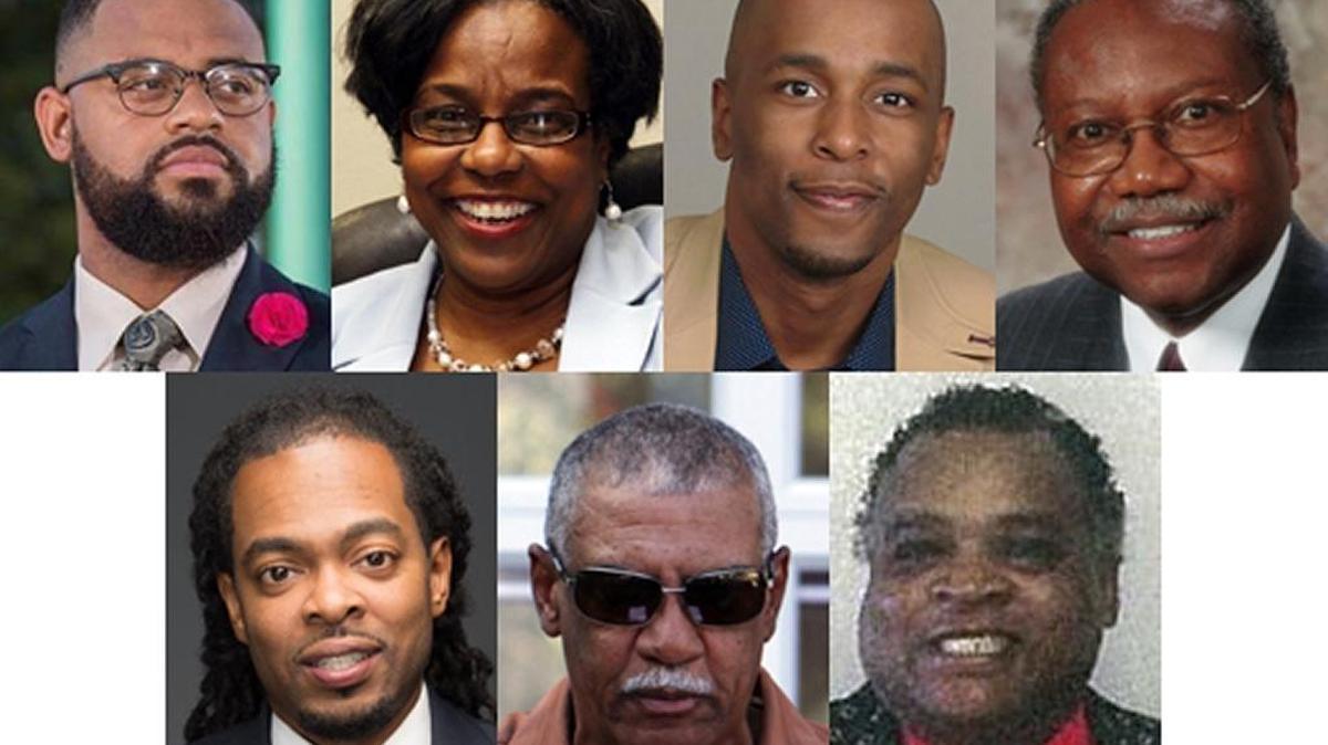 Democratic candidates for Moss Point mayor are: top row, from left, Isaiah ‘Ike’ Hayes, Aneice Liddell, Mario King and Billy Knight. Bottom row, from left, Jhai Keeton, Houston Cunningham and Richard McBride.
