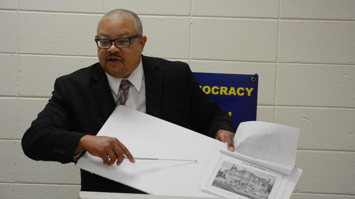 At a Biloxi candidates forum, Ward 2 candidate Charlie Clay compares the living conditions of Ward 2 residents to the head of a contracting firm the city used for a large infrastructure project in East Biloxi.