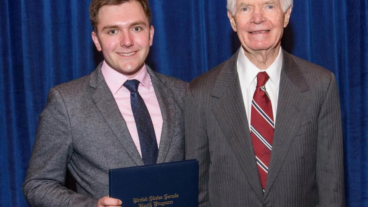 Senate Youth Program scholar Joseph Hasbrouck and Sen. Thad Cochran