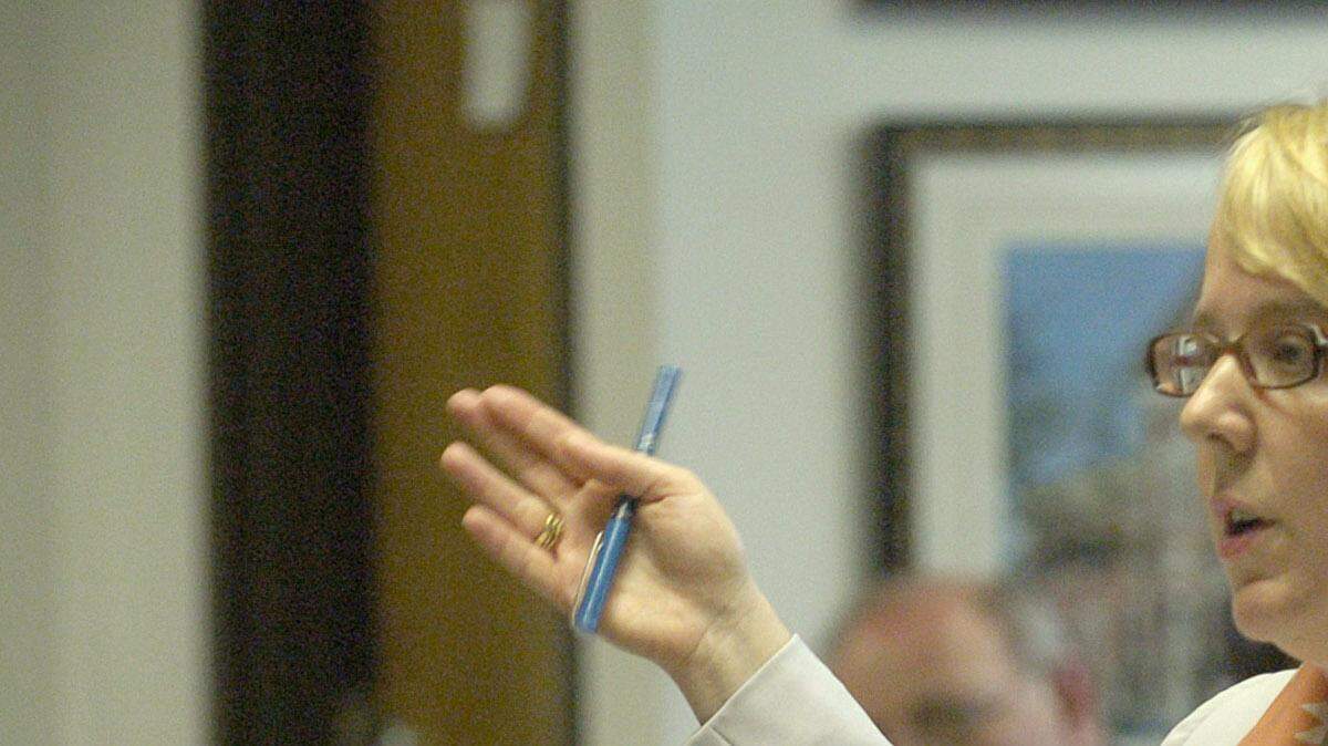 Attorney Roberta Kaplan argues in front of an appeals court in Albany, N.Y., against a state law barring same-sex marriage in 2005.