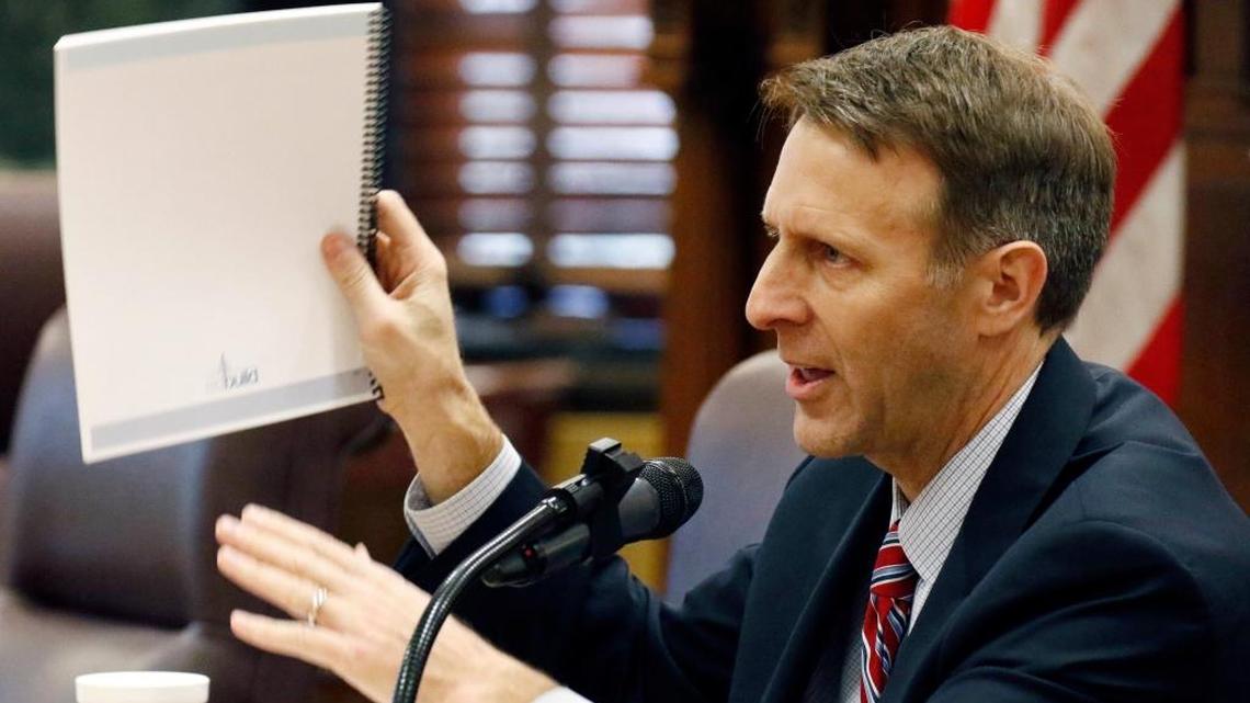 In January, Senate Education Committee Chairman Gray Tollison, R-Oxford, speaks during a joint meeting of the House and Senate Education and Appropriations committees at the Capitol in Jackson.