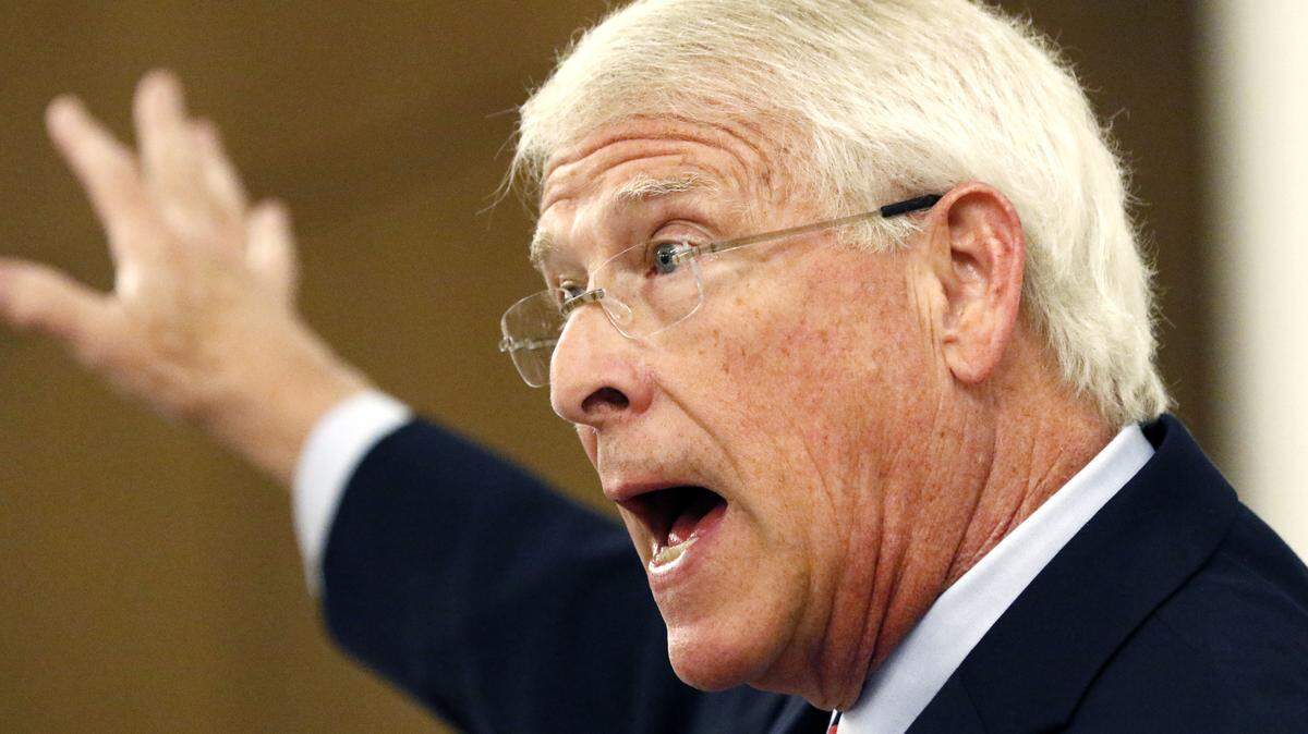 U.S. Sen. Roger Wicker, R-Miss., reaffirms his belief in the economic health of the country under President Trump's administration, Monday, Aug. 14, 2017, during an address before Jackson, Miss., business leaders. Wicker later commented on the violent confrontation in Virginia over the removal of the statue of Gen. Robert E. Lee. "I condemn the white supremacists and the neo-Nazis that engaged in violence," said Mississippi's junior senator. 