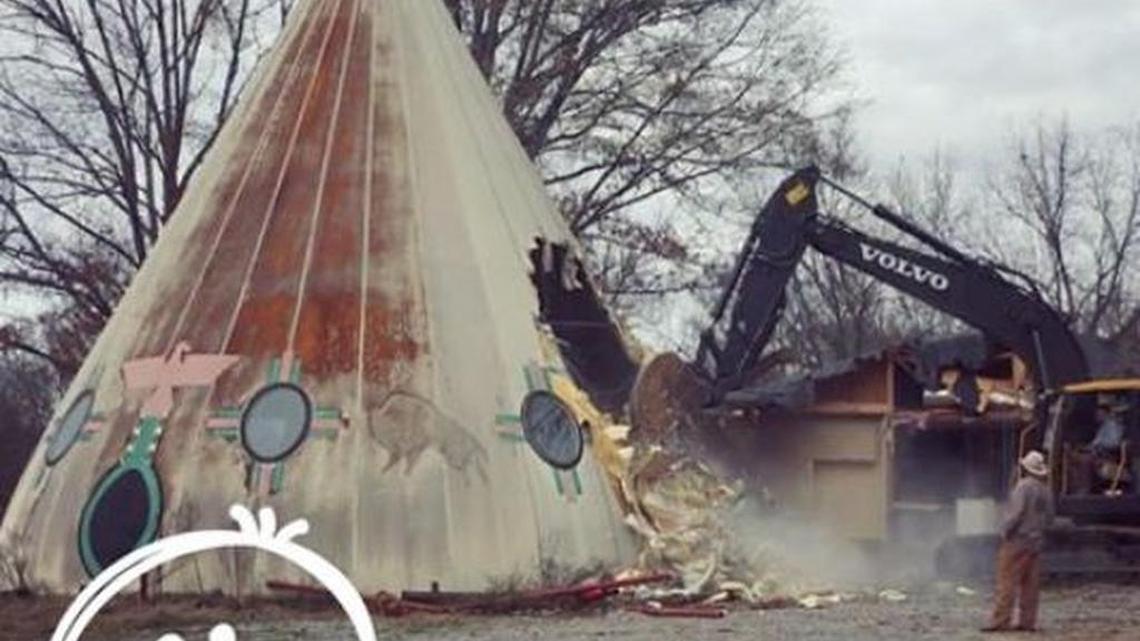 The famous teepee in Pocahontas, Mississippi, has been demolished.