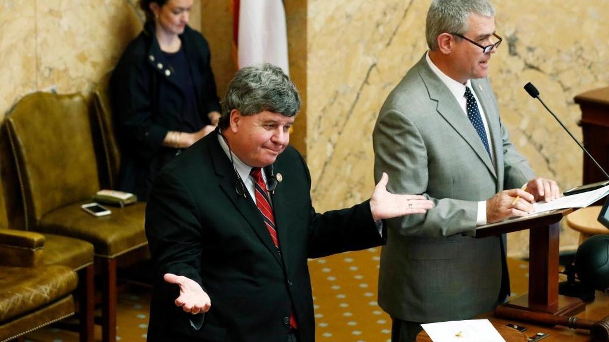 Speaker Pro Tempore Greg Snowden, R-Meridian, left, next Speaker Philip Gunn, R-Clinton, on March 29, 2017, at the Capitol in Jackson, Miss. After social issues dominated much of 2017 politics, fewer new hot-button social bills are being introduced and pending ones are languishing. “You can’t go to war on everything all the time,” said Snowden in a recent interview.