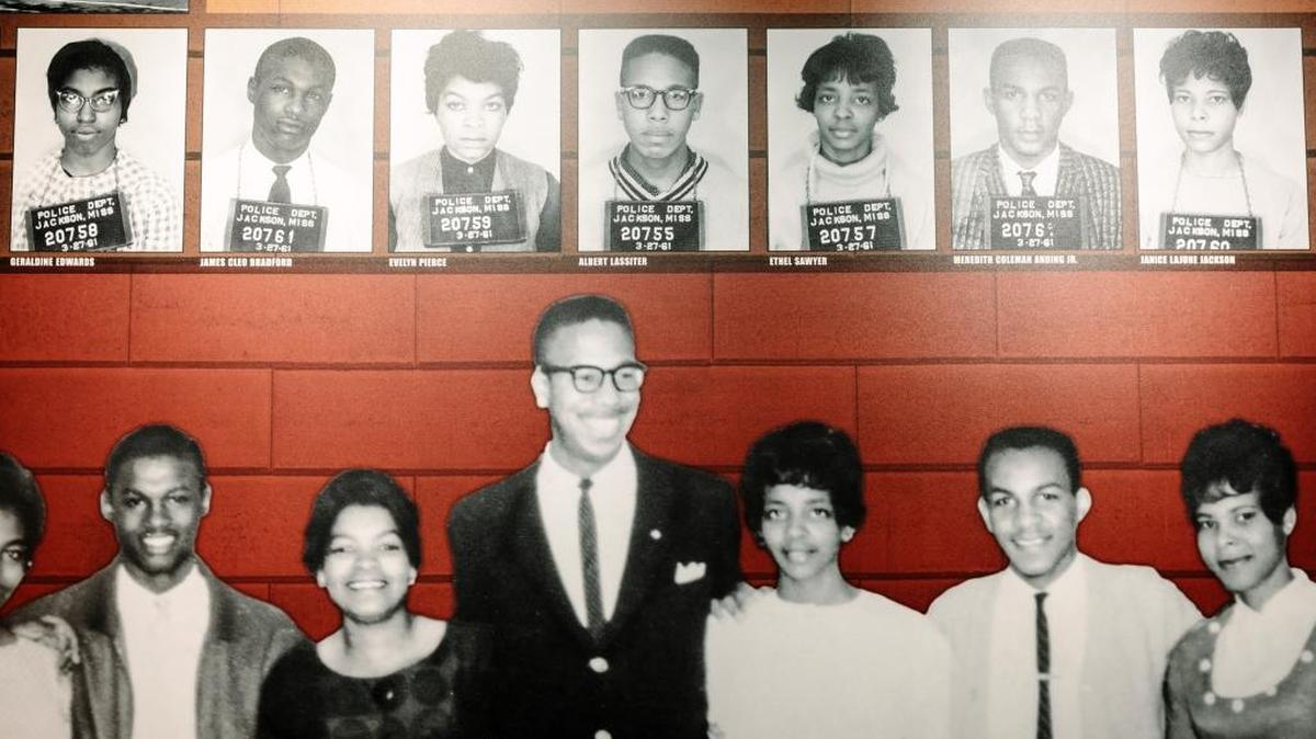 Photos and mugshots of the activists who participated in the Freedom Rides in 1961, at the Mississippi Civil Rights Museum in Jackson, Miss., Dec. 10, 2017. The museum, with its concentrated time frame — roughly 30 years between World War II and the mid-1970s — refuses to sugarcoat history.