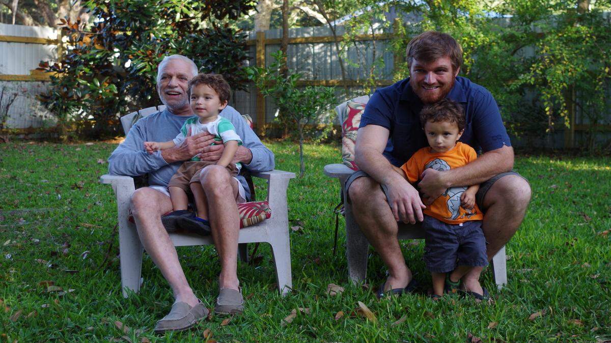 Jim Welsh with his son, Jason and grandsons Mickey and Pablo.