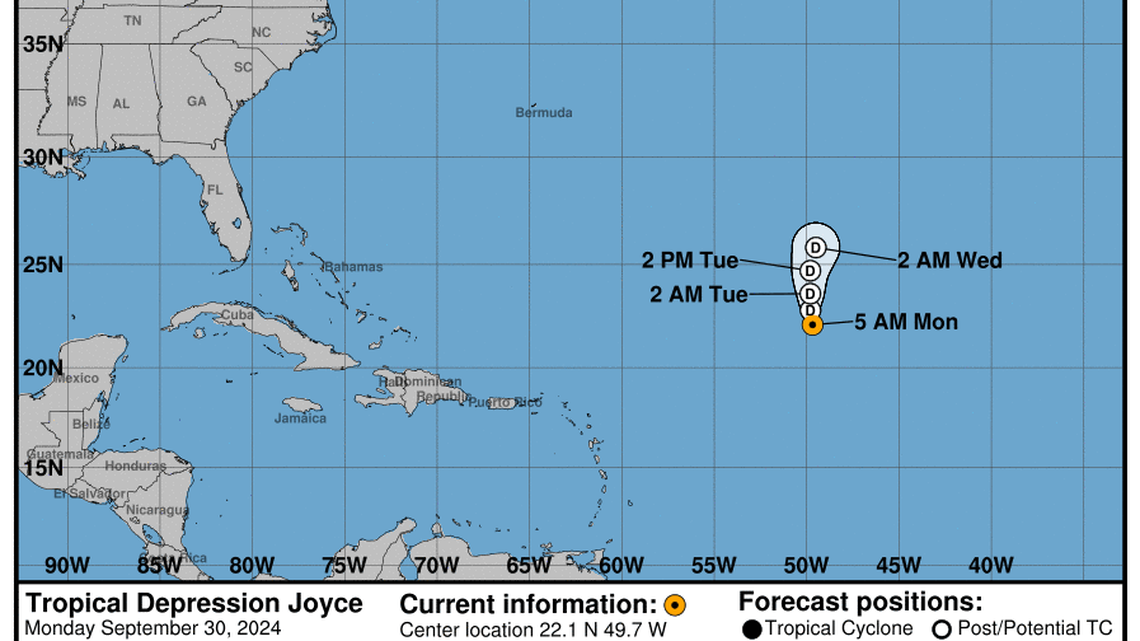Monday, Sep 30: Latest update on Tropical Depression Joyce from the National Hurricane Center