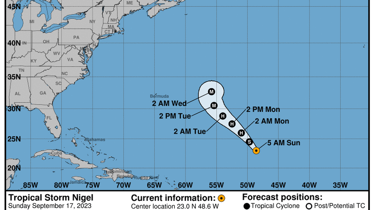 This graphic created by the National Weather Service/NCEP Weather Prediction Center (WPC) shows the projected path.
NATIONAL HURRICANE CENTER
