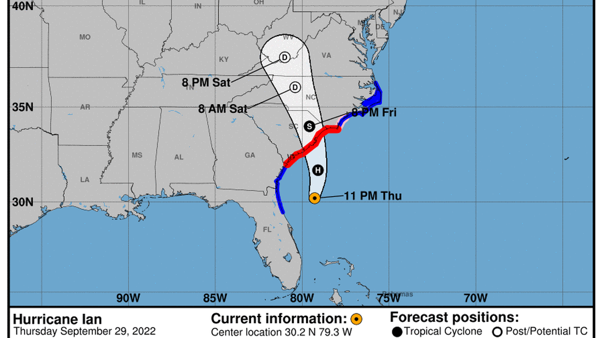 This graphic created by the National Weather Service/NCEP Weather Prediction Center (WPC) shows the projected path.
NATIONAL HURRICANE CENTER